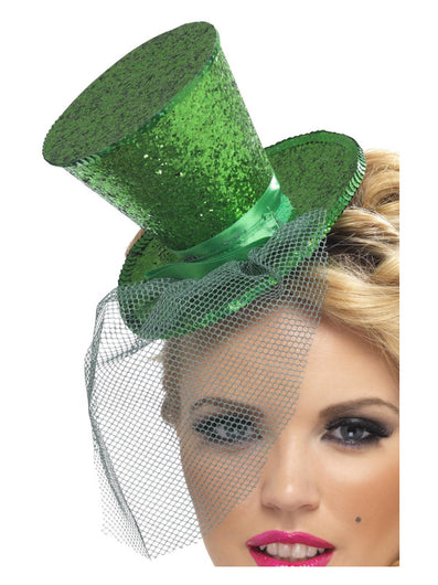 Fever Mini Top Hat on Headband, Green