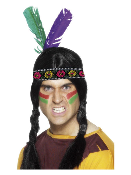 Native American Inspired Feathered Headband, Multi