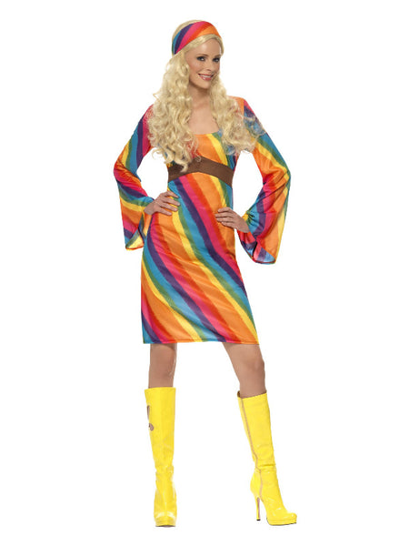 Rainbow Hippie Costume, Multi-Coloured