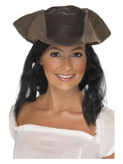 Leather Look Pirate Hat, Brown