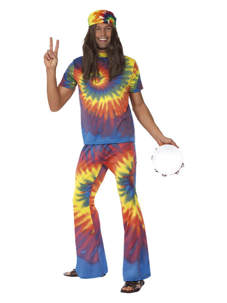 60s Tie Dye Top and Flared Trousers, Multi-Colou