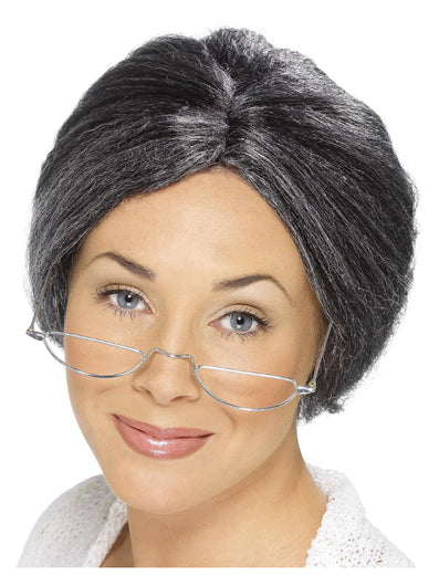 Granny Bun Wig, Grey