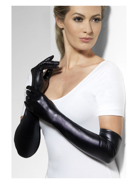Gloves, Wet Look, Black