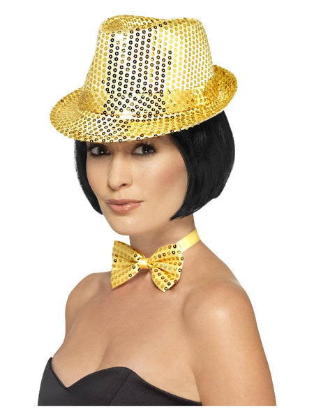 Sequin Trilby Hat, Gold