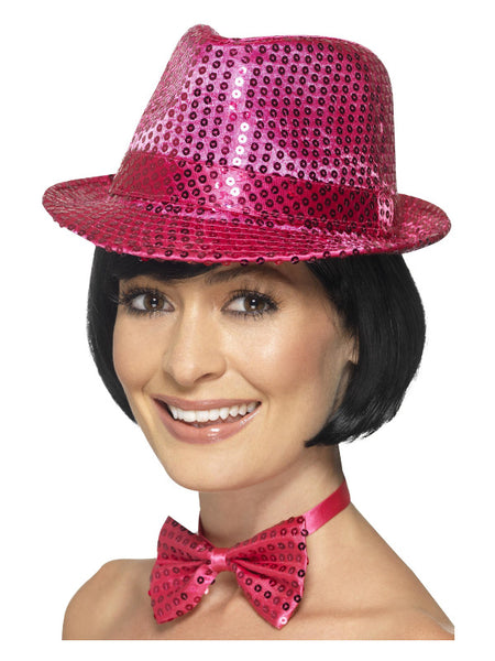 Sequin Trilby Hat, Pink