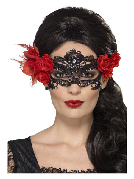 Day of the Dead Lace Filigree Eyemask, Black