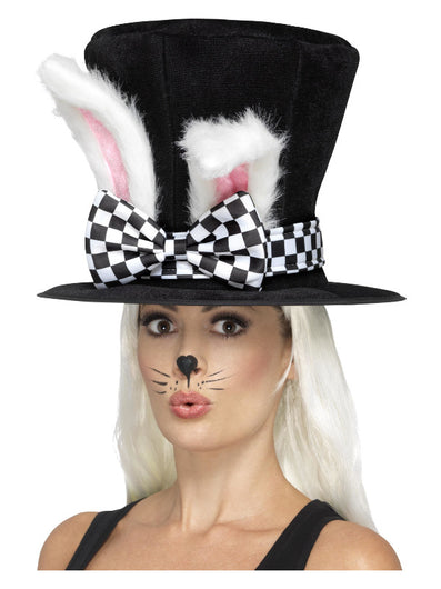 Tea Party March Hare Top Hat, Black & White