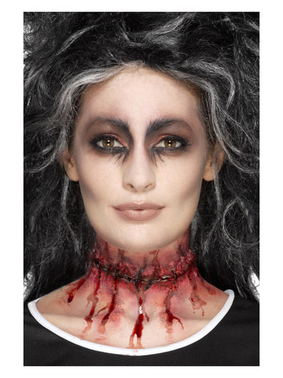 Smiffys Make-Up FX, Latex Stitched Neck, Red