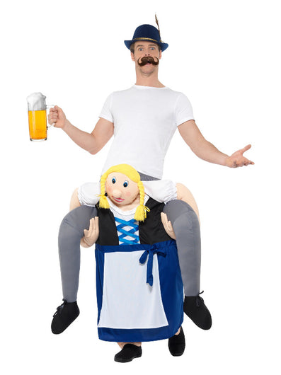 Piggyback Bavarian Beer Maiden Costume, Blue