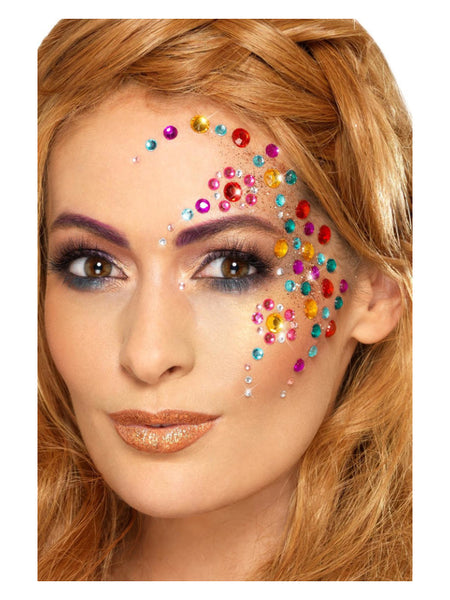 Smiffys Make-Up FX, Rainbow Jewel Face Gems, Multi