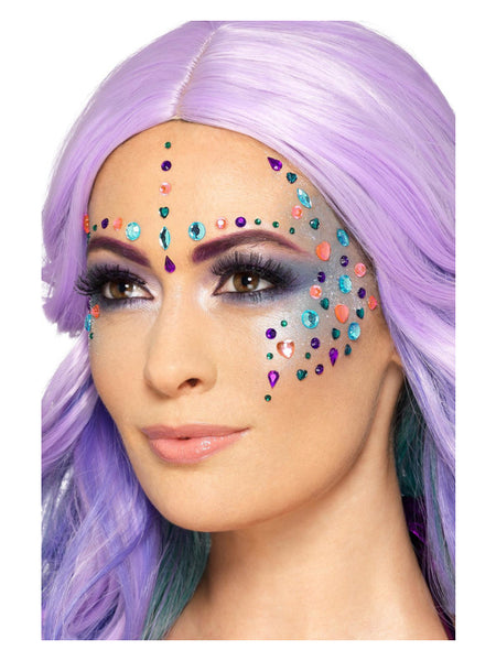 Smiffys Make-Up FX, Pastel Jewel Face Gems, Purple