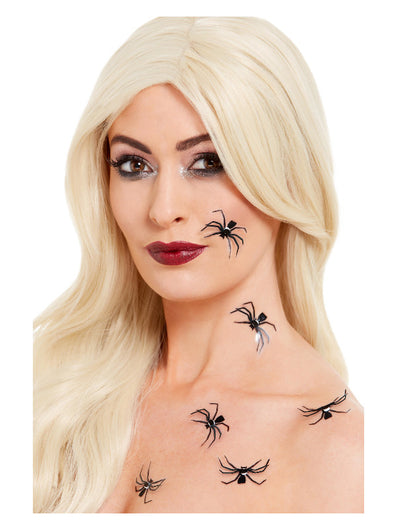 Smiffys Make-Up FX, 3D Spider Stickers, Black