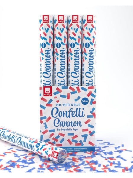 50cm Union Jack Confetti Cannon, Red, White & Blue