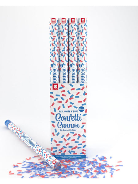 80cm Union Jack Confetti Cannon, Red, White & Blue