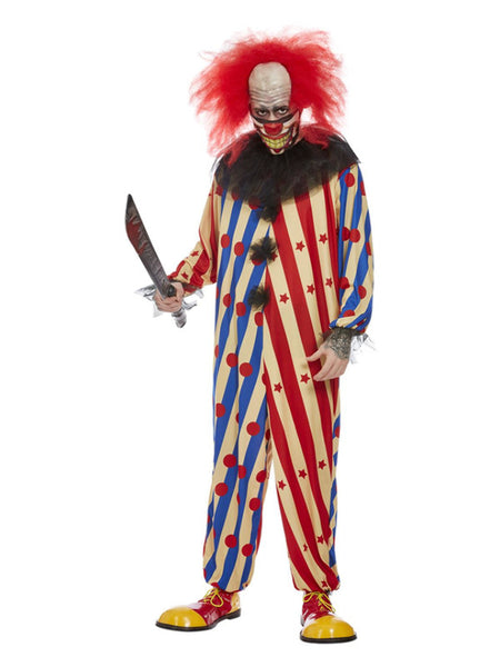 Creepy Clown Costume, Red & Blue