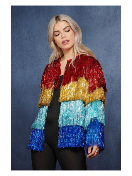 Fever Tinsel Festival Jacket, Rainbow