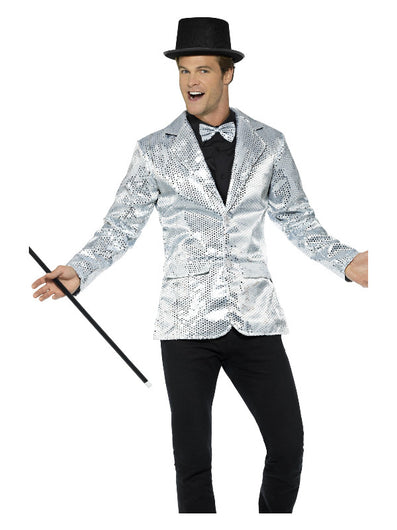 Sequin Jacket, Mens, Silver