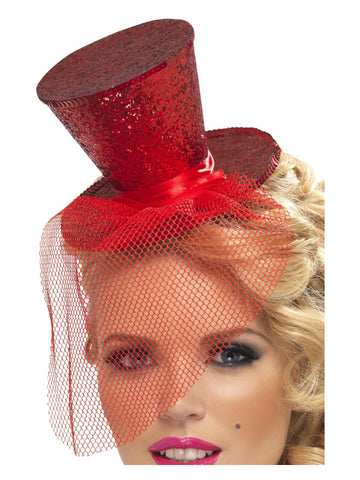 Fever Mini Top Hat on Headband, Red