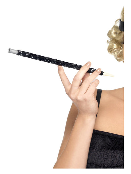 Black Sequinned Cigarette Holder, Black