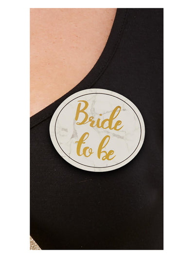 Hen Party Pin Badges, White & Gold