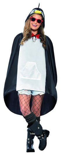 Penguin Party Poncho, Black & White