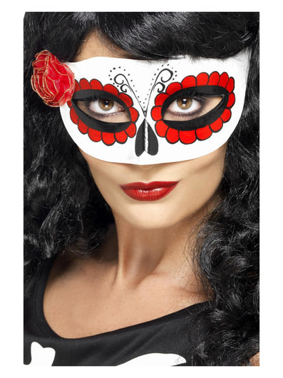 Mexican Day Of The Dead Eyemask, White & Red