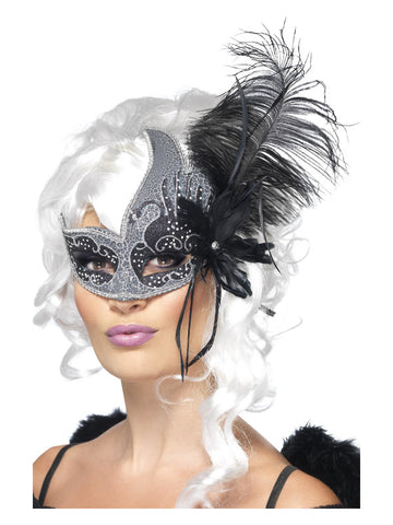 Masquerade Dark Angel Eyemask, Silver & Black