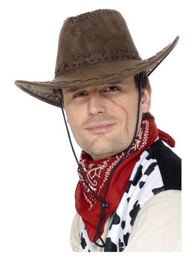 Suede Look Cowboy Hat, Brown