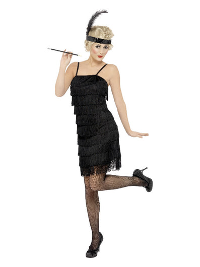 Deluxe Fringe Flapper Costume, Black