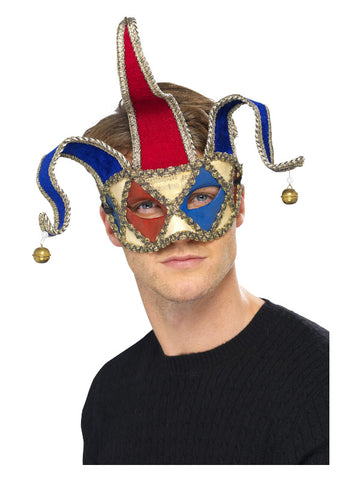 Venetian Musical Jester Eyemask, Red & Blue