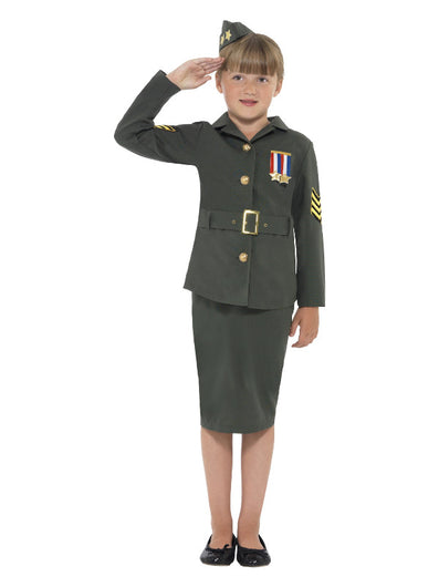 WW2 Army Girl Costume, Khaki Green