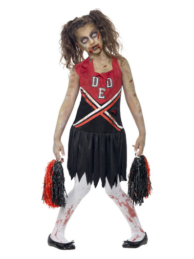 Zombie Cheerleader Costume, Red & Black