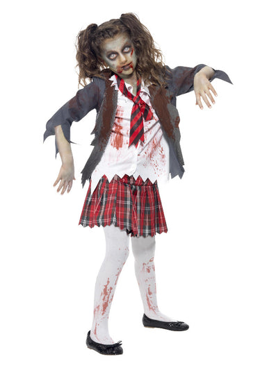 Zombie School Girl Costume, Grey