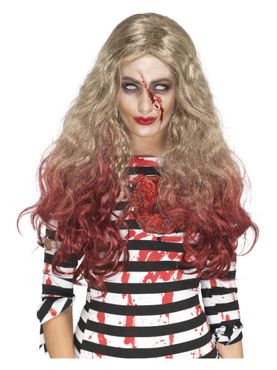 Deluxe Zombie Blood Drip Wig, Blonde & Red