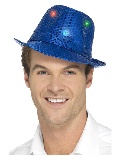 Light Up Sequin Trilby Hat, Blue