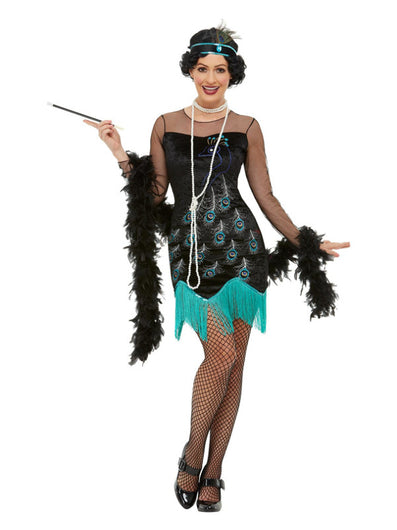 20s Peacock Flapper Costume, Green & Blue