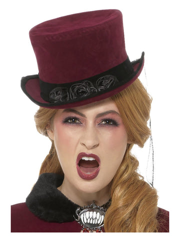 Deluxe Victorian Vampiress Hat, Burgundy