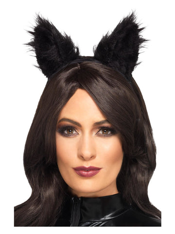 Long Pile Fur Cat Ears, Black