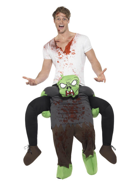 Piggyback Zombie Costume, Green & Grey