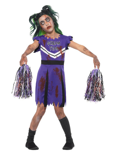 Dark Cheerleader Costume, Purple & Black