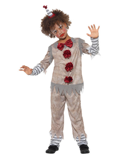 Vintage Clown Boy Costume, Grey & Red