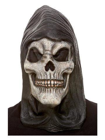 Hooded Skeleton Latex Mask, White