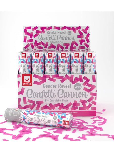 20cm Gender Reveal Confetti Cannon, Pink
