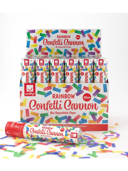20cm Party Time Confetti Cannon, Rainbow Multi