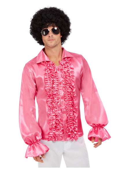 60's Ruffled Shirt, Hot Pink