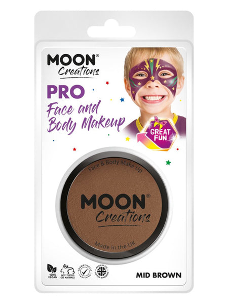 Moon Creations Pro Face Paint Cake Pot, Mid Brown