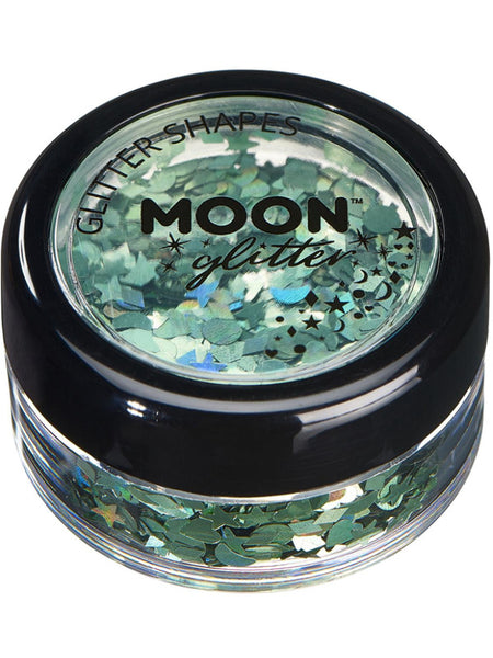 Moon Glitter Holographic Glitter Shapes, Green