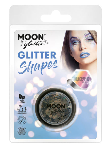 Moon Glitter Holographic Glitter Shapes, Black