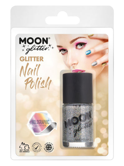 Moon Glitter Holographic Nail Polish, Silver