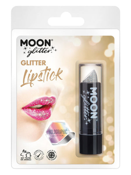 Moon Glitter Holographic Glitter Lipstick, Silver